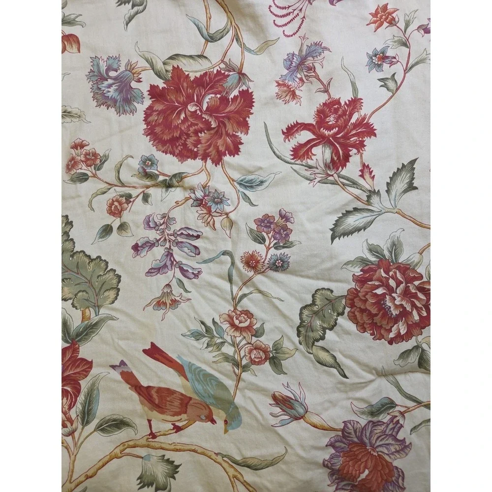 Waverly‎ Jacobean Floral Bird Reverse Stripe King Comforter 
